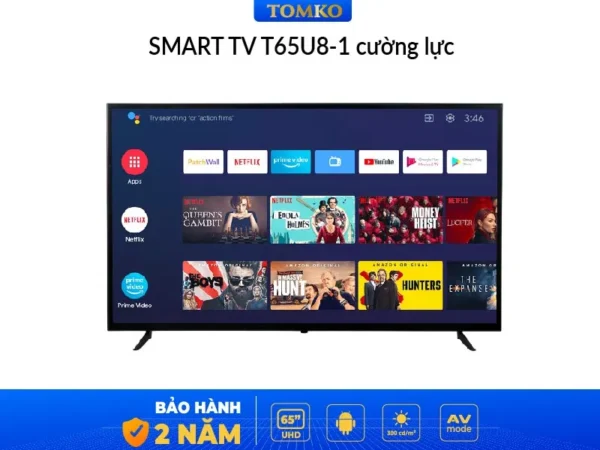 smart tivi cường lực 65 inch 4k Tomko T65U8-1